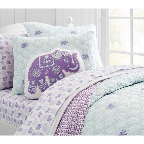 Pottery Barn Kids Purple Stella Elephant Pillow One Size Bohemian Sequins Whimsy - Picture 2 of 11